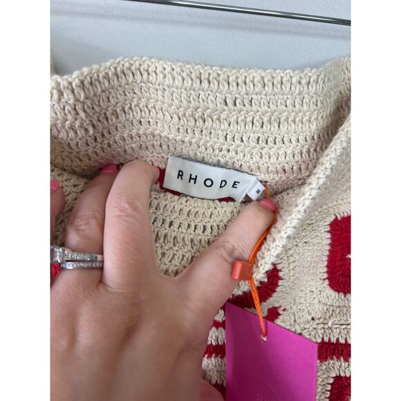 NWT Rhode Ana Crochet Pattern Maxi Skirt Women's Red Swirl Size: Medium - Picture 6 of 8